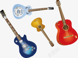 四款新潮吉他矢量素材四款新潮吉他矢量图高清图片