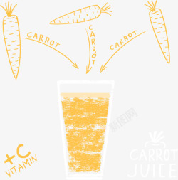 手绘胡萝卜汁手绘胡萝卜汁矢量图高清图片
