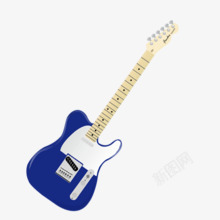 蓝色吉他透明背景素材