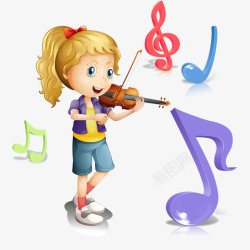 彩色巧克力拉小提琴的女孩高清图片