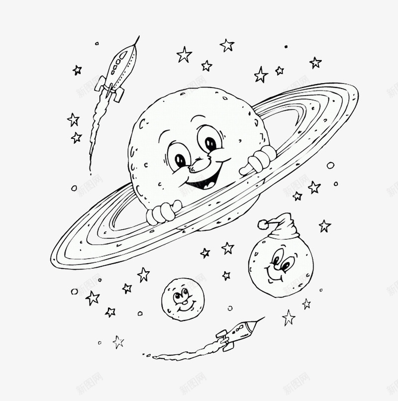 简笔画宇宙psd免抠素材_88icon https://88icon.com 地球 宇宙 简笔画