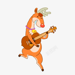 橘红吉他卡通小鹿高清图片