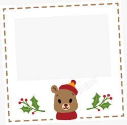 圣诞节棕色小熊相框矢量图素材
