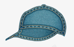 牛仔布帽子手绘扁平化蓝色牛仔帽子高清图片