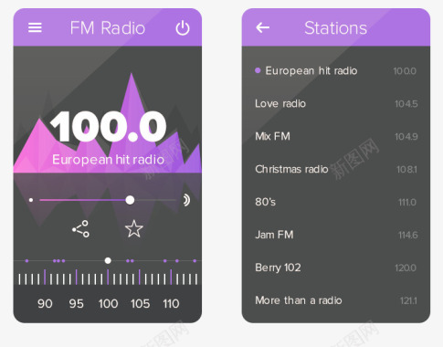 紫色UI音乐界面图标图标