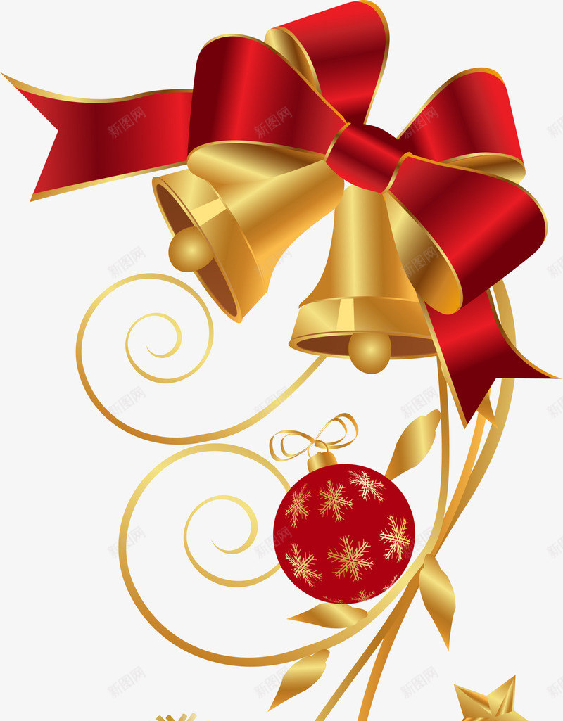 金色铃铛挂件png免抠素材_88icon https://88icon.com 圣诞节 彩球 简约挂件 节日装饰 蝴蝶结 装饰图案 金色铃铛