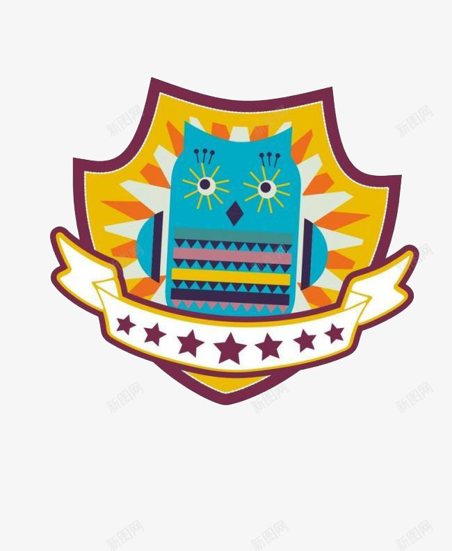 彩色的猫头鹰可爱元素png免抠素材_88icon https://88icon.com 元素 可爱 彩色 猫头鹰 盾牌 造型