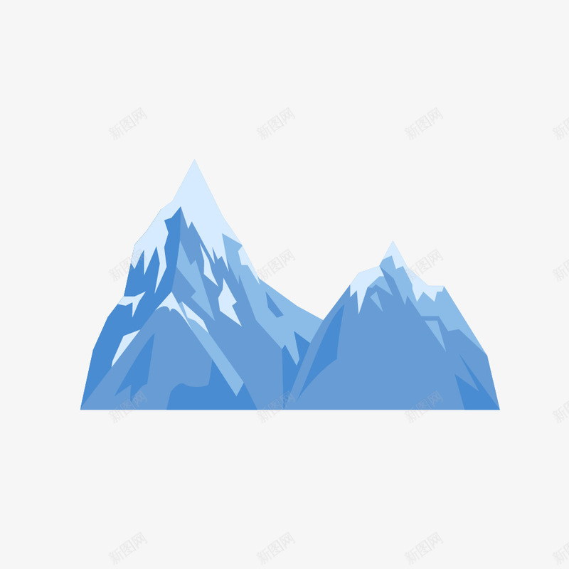 蓝色雪山风景png免抠素材_88icon https://88icon.com 扁平化 蓝色 雪山 风景