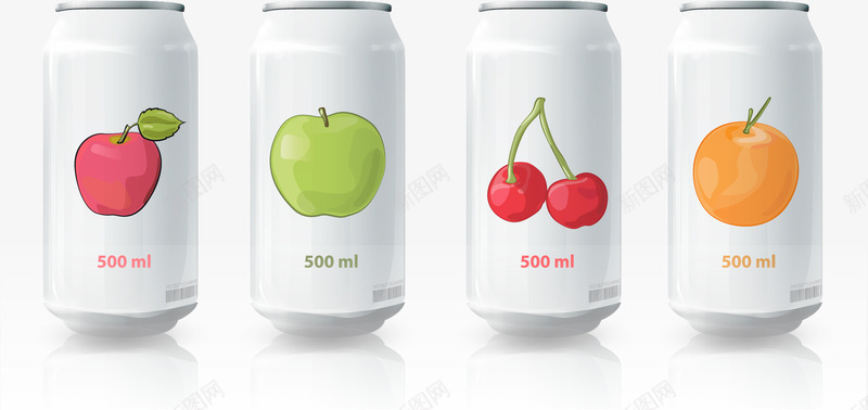 听装手绘水果易拉罐饮料图标图标