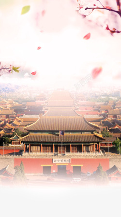 中国复古风背景中国风长安城高清图片