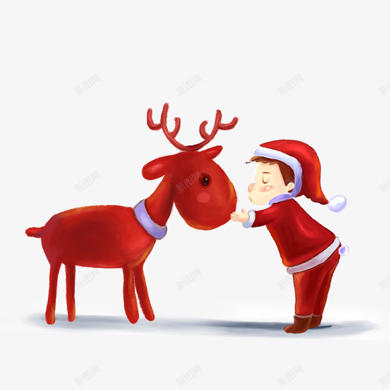 红色卡通麋鹿圣诞元素psd免抠素材_88icon https://88icon.com 动物人物 卡通 喜庆 圣诞 平面 节日 麋鹿