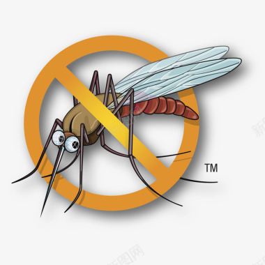黄色立体禁止蚊子控制疾病图标免图标