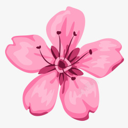手绘粉色樱桃鲜花矢量图素材