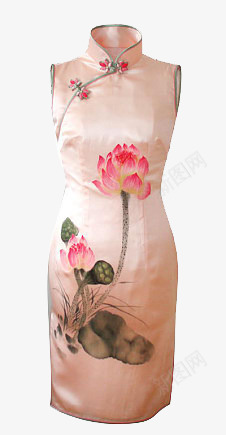 旗袍png免抠素材_88icon https://88icon.com 中国风 样式旗袍 盘扣 粉色 荷花 裙子
