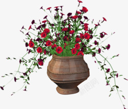 红色花朵绿叶盆栽植物素材