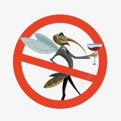 卡通禁止蚊子传染疾病控制病毒插素材