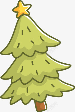 冬日树木绿色卡通星星圣诞树高清图片