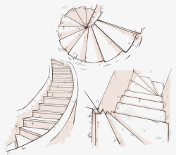 卡通手绘楼梯台阶素材