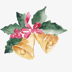 圣诞节水彩铃铛图案素材
