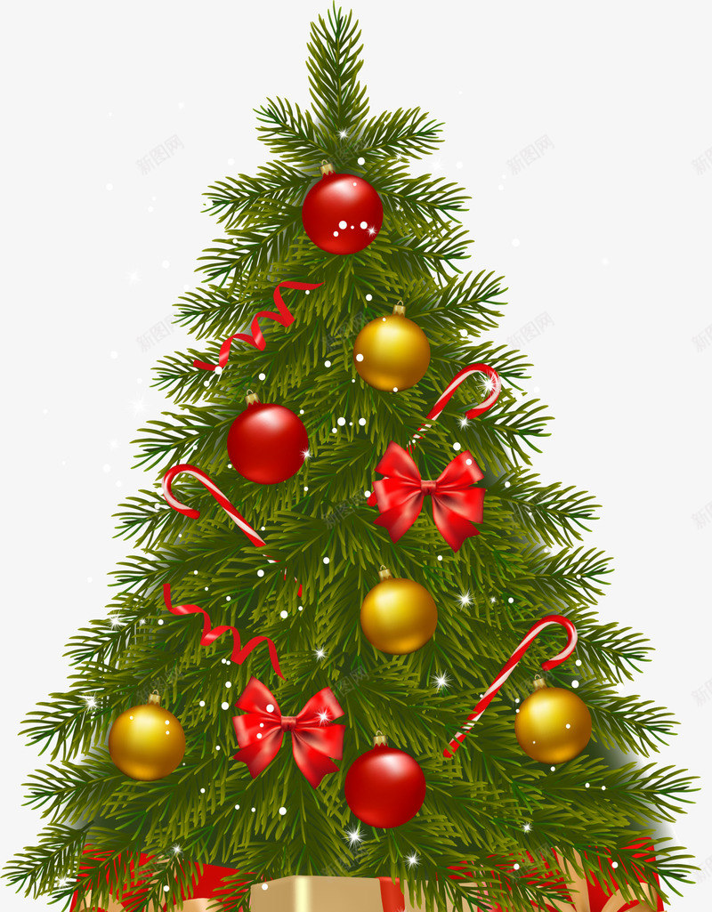 圣诞节绿色圣诞树png免抠素材_88icon https://88icon.com 圣诞球棕色 圣诞节 拐杖糖果 童趣 红色丝带 绿色圣诞树