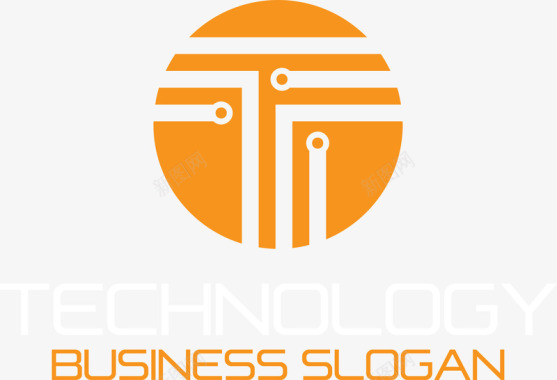 脑部电路图橙色科技电子公司标识logo图标图标