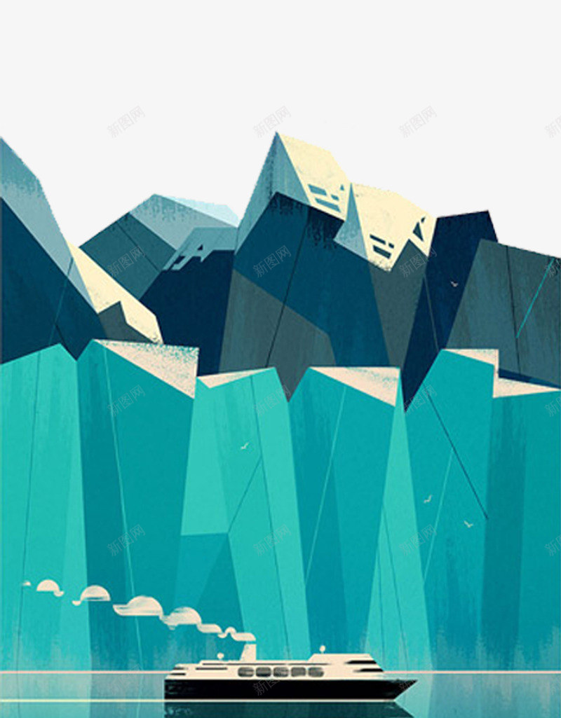 冰山抽象图形png免抠素材_88icon https://88icon.com 不规则图形 插画 蓝色 雪山 黑色