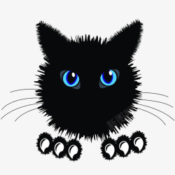 矢量宠物喂养黑色小猫咪的表情高清图片
