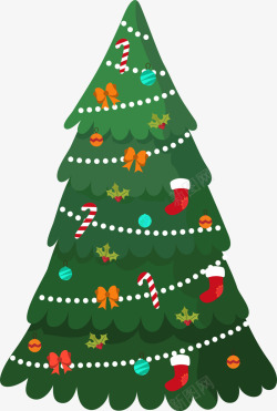 卡通冬日绿色圣诞树素材