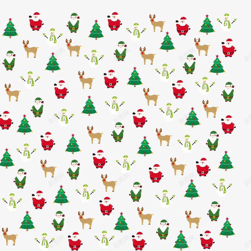 圣诞节背景矢量图ai免抠素材_88icon https://88icon.com 圣诞老人 圣诞节 植物 背景 装饰 雪人 驯鹿 矢量图