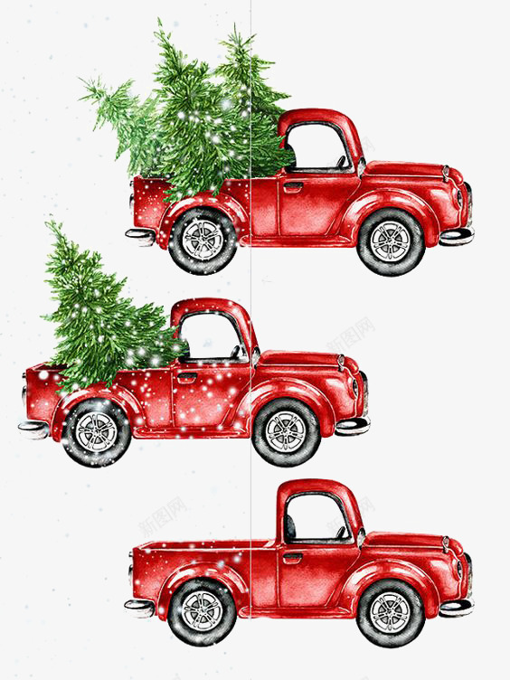 卡通汽车png免抠素材_88icon https://88icon.com 创意汽车 圣诞小树 圣诞树 圣诞节 水彩汽车 汽车插画 红色小车
