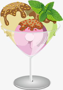 草莓酸奶冰激凌卡通冰淇淋冷饮插图矢量图图标图标