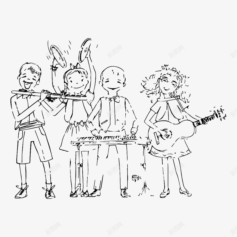 手绘音乐课表演节目png免抠素材_88icon https://88icon.com 乐队 吉他 弹奏 歌唱 电子琴 笛声 节目 表演 音乐课 音乐课堂