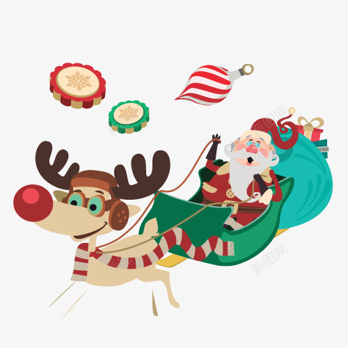 派送礼物的圣诞老人png免抠素材_88icon https://88icon.com 卡通形象 圣诞老人 圣诞节 手绘 派送礼物 雪橇 麋鹿