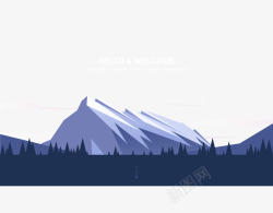 游戏剪影美丽的一座雪山插画矢量图高清图片