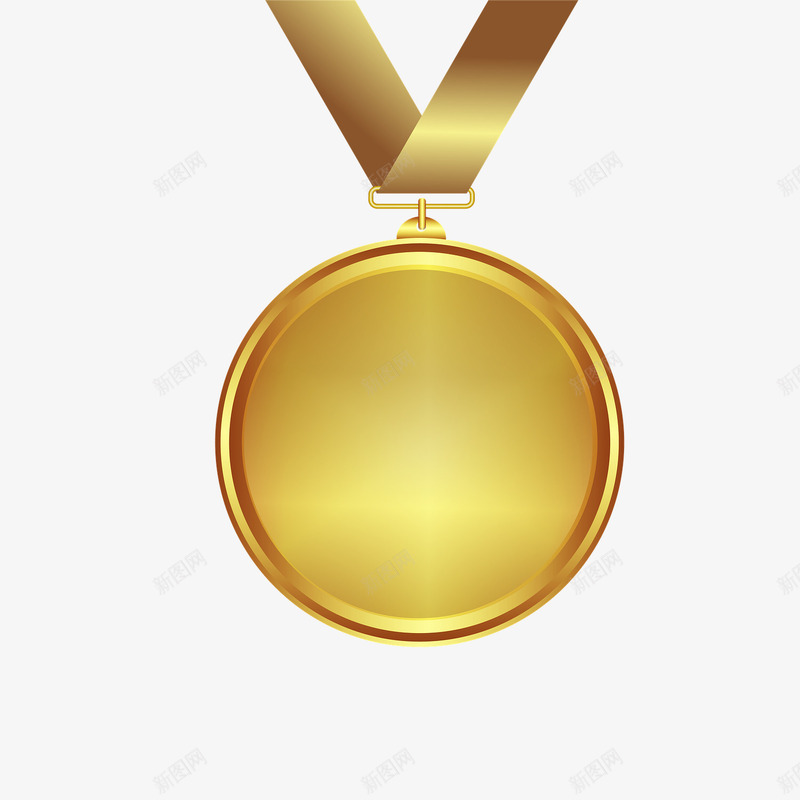 金色奖牌png免抠素材_88icon https://88icon.com 圆形的 奖牌 手绘 挂饰 比赛 简图 金色的 飘带