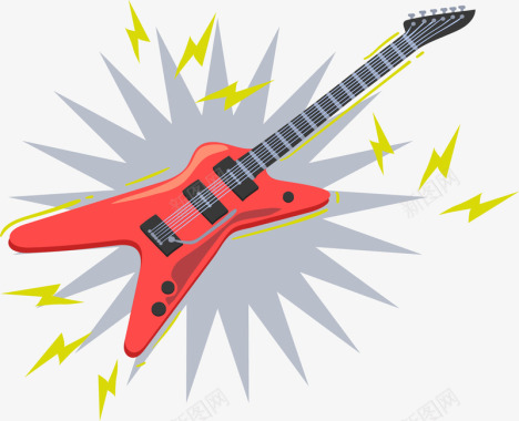 红色电音吉他图标图标