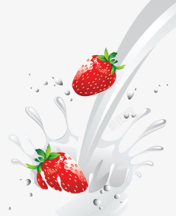 掉进牛奶的草莓素材