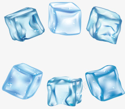 蓝色透明冰爽冰块矢量图素材