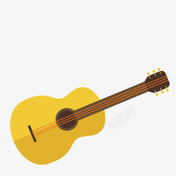 黄色手绘的吉他乐器素材