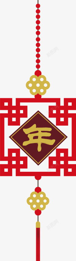 春节红色中国结挂饰素材