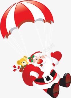 矢量跳伞圣诞老人跳伞送礼物回收图案高清图片