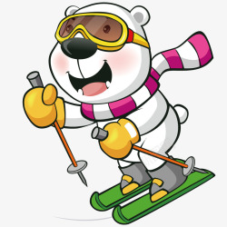 滑雪的小熊矢量图素材