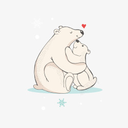 雪花爱心可爱爱心北极熊手绘高清图片