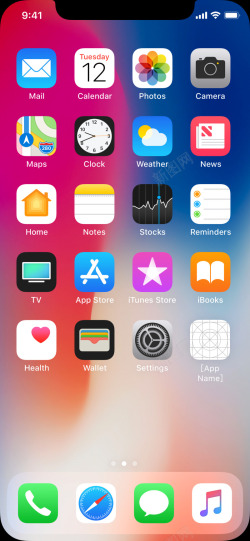 手机钢化膜素材iPhoneX主屏幕Icon图标高清图片