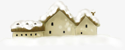 棕色冬季雪花房屋建筑素材