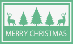 绿色圣诞树驯鹿标签矢量图素材