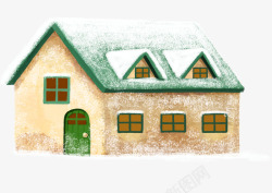 传统文化二十四节气积雪房屋元素素材