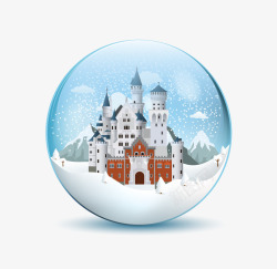 雪中的城堡水晶球矢量图素材