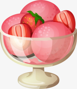 精美草莓冰淇淋球矢量图素材