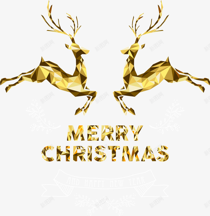 金色闪耀麋鹿圣诞节png免抠素材_88icon https://88icon.com Christmas Merry 圣诞快乐 圣诞节 金色字母 麋鹿